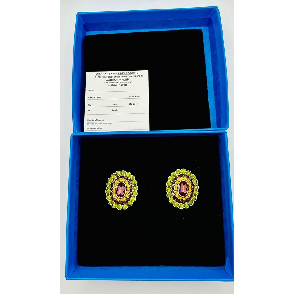 Heidi Daus Collector's Edition Crystal Earrings in the Olivine Omega Post size 6